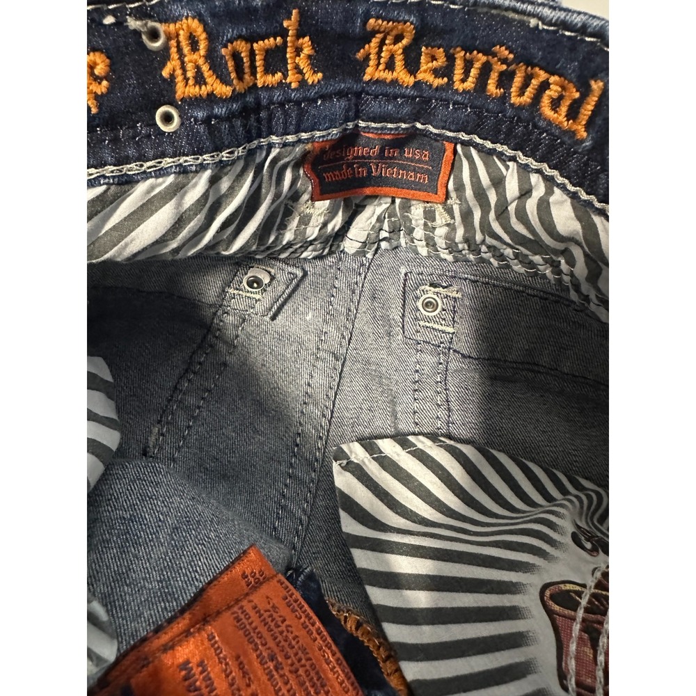 Rock Revival July Skinny Low Rise Jeans Size 27 Dark Wash Rhinestone Embellished - Picture 6 of 16